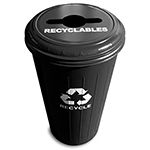 Witt Industries 10/1CTBK Tall Round Recycling Wastebasket with Combination Round/Slot Opening - 80 quart capacity - Black