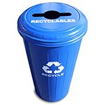 Witt Industries 10/1CTDB Tall Round Recycling Wastebasket with Combination Round/Slot Opening - 80 quart capacity - Blue