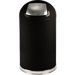Witt Industries 12DTBK Dome Top Waste Receptacle with Push Door - 15" Dia. x 29" H - 12 Gallon Capacity - Black in Color