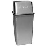 Witt Industries 21HTSS Wastewatcher with Push Top Lid Trash Can - 21 Gallon Capacity - 15" Sq x 37" H - Stainless Steel
