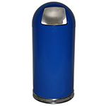 Witt Industries 15DT-BL Dome Top Waste Receptacle with Push Door - 15" Dia. x 35" H - 15 Gallon Capacity - Blue in Color