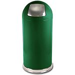 Witt Industries 15DT-SGN Dome Top Waste Receptacle with Push Door - 15" Dia. x 35" H - 15 Gallon Capacity - Spruce Green in Color