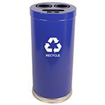 Witt Industries 15RTBL Three Opening Recycling Container - 24 Gallon Capacity - 15" Dia. x 32" H - Blue in Color