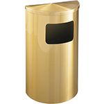 Glaro 1893BE Profile Series Half Round Receptacle with Side Entry - 6 Gallon Capacity - 30" H x 18" W x 9" D - Satin Brass