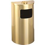 Glaro 1894BE Profile Series Ash/Trash Half Round Receptacle with Side Entry - 6 Gallon Capacity - 30" H x 18" W x 9" D - Satin Brass