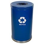 Witt Industries 18RTBL-1H Single Stream Recycling Container - 35 Gallon Capacity - 18" Dia. x 33" H - Blue in Color