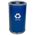 Witt Industries 18RTBL-2H Two Stream Recycling Container - 36 Gallon Capacity - 18" Dia. x 33" H- Blue in Color