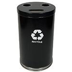 Witt Industries 18RTBK Three Opening Recycling Container - 33 Gallon Capacity - 18" Dia. x 33" H- Black in Color