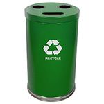 Witt Industries 18RTGN Three Opening Recycling Container - 33 Gallon Capacity - 18" Dia. x 33" H- Green in Color