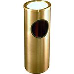 Glaro 192BE Atlantis "All Weather" Collection Ash/Trash Receptacle with Sand Tray Top - 3 Gallon Capacity - 9" Dia. x 23" H - Satin Brass