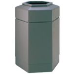 Hexagon Trash Can - 30-Gallon Capacity - 29" H x 20" W x 17 1/4" D - Gray