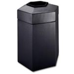 Hexagon Trash Can - 45 Gallon Capacity - 22" D x 25 1/2" W x 31" H - Black