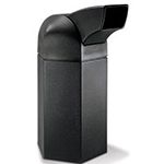 Hex Dome Trash Can with Drive-Through Chute - 50 Gallon Capacity - 59 1/2" H x 25" W x 22" D - Black