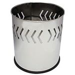 Witt Industries 66SS-ABP Executive Round Wastebasket with Arrow Band Pattern - 4 gallon capacity - 10 1/8" Dia. x 11 5/8" H - Stainless Steel in Color
