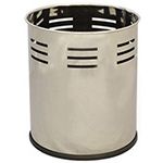 Witt Industries 66SS-SBP Executive Round Wastebasket with Slot Band Pattern - 4 gallon capacity - 10 1/8" Dia. x 11 5/8" H - Stainless Steel in Color