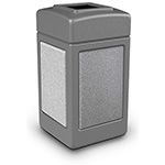 Commercial Zone 720311 StoneTec Aggregate Trash Can with Open Top - 42 Gallon Capacity - Gray with Ashtone Panels