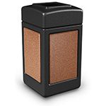 Commercial Zone 720314 StoneTec Aggregate Trash Can with Open Top - 42 Gallon Capacity - Black with Sedona Panels