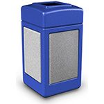 Commercial Zone 720330 StoneTec Aggregate Trash Can with Open Top - 42 Gallon Capacity - Blue with Ashtone Panels