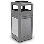 Commercial Zone 72051199 StoneTec Aggregate Trash Can with Ash/Trash Dome Lid - 42 Gallon Capacity - Gray with Ashtone Panels