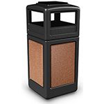 Commercial Zone 72051499 StoneTec Aggregate Trash Can with Ash/Trash Dome Lid - 42 Gallon Capacity - Black with Sedona Panels