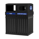 Commercial Zone ArchTec Parkview Dual Recycling Container - 50 Gallon Capacity - 29 3/4" W x 21 3/4" D x 39 1/2" H - Black in Color