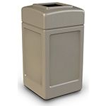 Commercial Zone 732102 Square Open Top Trash Can - 42 Gallon Capacity - 34.5" H x 18.5" Sq. - Beige