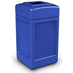 Commercial Zone 732104 Square Open Top Trash Can - 42 Gallon Capacity - 34.5" H x 18.5" Sq. - Blue