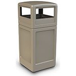 Commercial Zone 73290299 Dome Lid Trash Can - 42 Gallon Capacity - 18.5" Sq. x 41.75" H - Beige