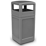 Commercial Zone 73290399 Dome Lid Trash Can - 42 Gallon Capacity - 18.5" Sq. x 41.75" H - Gray
