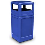 Commercial Zone 73290499 Dome Lid Trash Can - 42 Gallon Capacity - 18.5" Sq. x 41.75" H - Blue