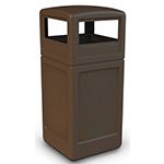 Commercial Zone 73293799 Dome Lid Trash Can - 42 Gallon Capacity - 18.5" Sq. x 41.75" H - Brown in Color