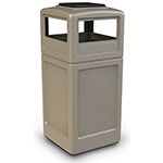 Commercial Zone 73300299 Dome Lid with Ashtray - 42 Gallon Capacity - 18.5" Sq. x 42.25" H - Beige