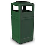 Commercial Zone 73305399 Dome Lid with Ashtray - 42 Gallon Capacity - 18.5" Sq. x 42.25" H - Forest Green