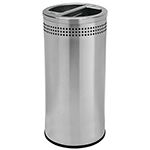 Commercial Zone 745829 Precision Series Imprinted Dual Opening Recycling Receptacle - 25 Gallon Capacity - 13 1/2" Dia. x 31" H - Stainless Steel