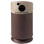 Commercial Zone 7531423999 Galaxy Collection Recycling Receptacle with "Plastic Only" Lid - 30 Gallon Capacity - 21 1/2" Dia. x 39 1/2" H - Brown Base with Lunar Sand Top