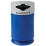 Commercial Zone 7531434099 Galaxy Collection Recycling Receptacle with "Mixed Recyclables" Lid - 30 Gallon Capacity - 21 1/2" Dia. x 39 1/2" H - Blue Base with Comet Gray Top