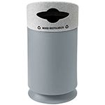 Commercial Zone 7532430399 Galaxy Collection Recycling Receptacle with "Mixed Recyclables" Lid - 35 Gallon Capacity - 21 1/2" Dia. x 42 1/2" H - Gray Base with Comet Gray Top