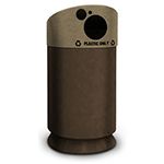 Commercial Zone 7533423999 Galaxy Collection Recycling Receptacle with "Plastic Only" Lid - 40 Gallon Capacity - 21 1/2" Dia. x 45 1/2" H - Brown Base with Lunar Sand Top