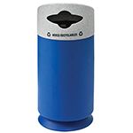 Commercial Zone 7533434099 Galaxy Collection Recycling Receptacle with "Mixed Recyclables" Lid - 40 Gallon Capacity - 21 1/2" Dia. x 45 1/2" H - Blue Base with Comet Gray Top