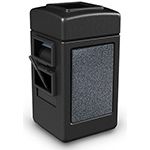 Commercial Zone 755113 - Harbor 1 StoneTec Square Open Top Waste/Windshield Center - 28 Gallon Capacity - 34.5" H x 18.5" W x 19" D - Black with Pepperstone Panels