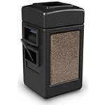 Commercial Zone 755152 - Harbor 1 StoneTec Square Open Top Waste/Windshield Center - 28 Gallon Capacity - 34.5" H x 18.5" W x 19" D - Black with Riverstone Panels
