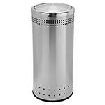 Commercial Zone 781429 Precision Series Imprinted Flip Top Waste Receptacle - 25 Gallon Capacity - 15 1/2" Dia. x 34" H - Stainless Steel