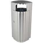 Commercial Zone 782029 Leafview Series Side Entry Waste Receptacle - 20 Gallon Capacity - 21” L x 15 1/4” W x 43” H - Stainless Steel