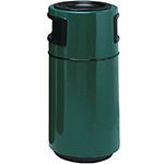 Witt Industries 7C-1838T2A Round Fiberglass Waste Receptacle with 2 Side Entry Opening and Ash Tray - 25 Gallon Capacity - 18" Dia. x 38" H