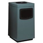 Witt Industries 7S-2444TA Square Fiberglass Waste Receptacle with Side Entry Opening and Ashtray - 36 Gallon Capacity - 24" Sq x 44" H