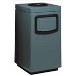Witt Industries 7S-2444TAD Square Fiberglass Waste Receptacle with Side Entry Opening, Ashtray and Push Door - 36 Gallon Capacity - 24" Sq x 44" H