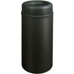Rubbermaid / United Receptacle AOT15BK - Crowne Collection Small Open Top Trash Receptacle - 15 Gallon Capacity - 15" Dia. x 30" H - 9" Dia. Disposal Opening - Black Textured Body with Black Top