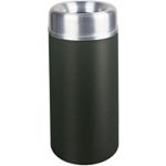 Rubbermaid / United Receptacle AOT15SABK - Crowne Collection Small Open Top Trash Receptacle - 15 Gallon Capacity - 15" Dia. x 30" H - 9" Dia. Disposal Opening - Black Textured Body with Satin Aluminum Top