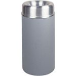 Rubbermaid / United Receptacle AOT15SAGR - Crowne Collection Small Open Top Trash Receptacle - 15 Gallon Capacity - 15" Dia. x 30" H - 9" Dia. Disposal Opening - Gray Textured Body with Satin Aluminum Top