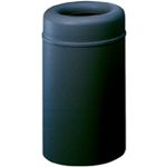 Rubbermaid / United Receptacle AOT30BK Crowne Collecton Small Open Top Trash Receptacle - 30-Gallon Capacity - 20" Dia. x 34.5" H - 12" Dia. Disposal Opening - Black body with Black Top